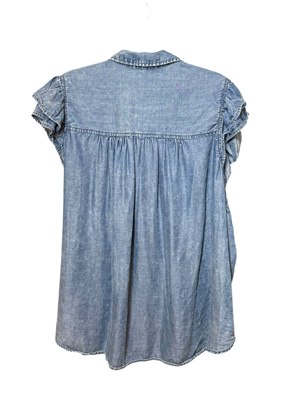 Jane + Delancey Lyocell Chambray Ruffle Sleeve Button Front Top 2X - Picture 3 of 8